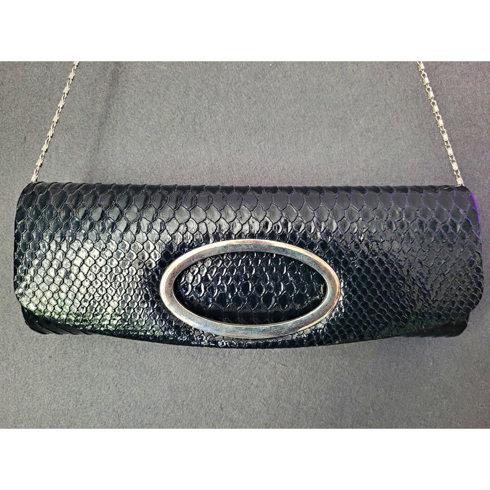 Bijoux Terner black Metallic Snake Pattern Medium Shoulder Bag, Magnetic